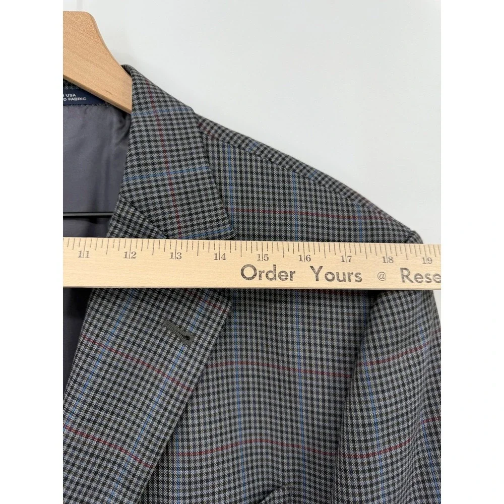 Joseph Abboud Sport Coat Mens 44L Blue Gray Check Wool Blazer Jacket Made USA - Picture 7 of 11